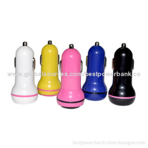 Latest Unique Design Colorful 5V 1A/2A/3A Dual USB Car Charger for Smartphone/Tablet
